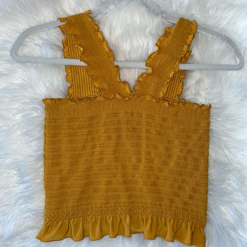 Mustard scrunchie summer top